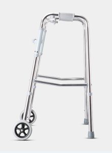 foldable walking frame with castors, a type of walker that has wheels, it is ideal for patient who do not have strength. Order from Mj Hospital Supplies