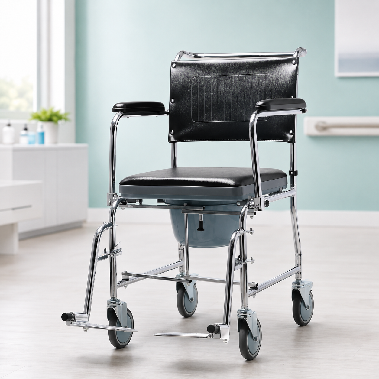 Commode seat with backrest